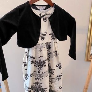 Ivory and black silk and velvet Christmas dress